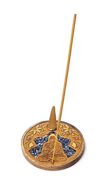Räucherstäbchen & Kegel Halter Buddha Sodalit